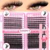 DIY Lash Clusters Set Mixed Tray Lashes Kit Fluffy Individual Lashes Extension with Lash Bond and Seal At Home Makeup