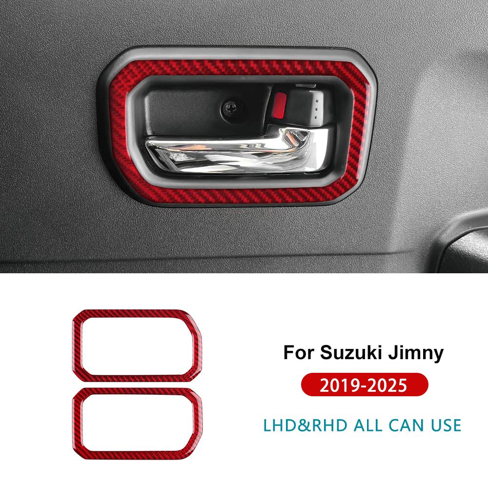 Наклейка из настоящего мягкого углеволокна для Suzuki Jimny 2019 2020 2025 2025 2025 2025 2025 LHD RHD Отделка рамки внутренней ручки двери автомобиля