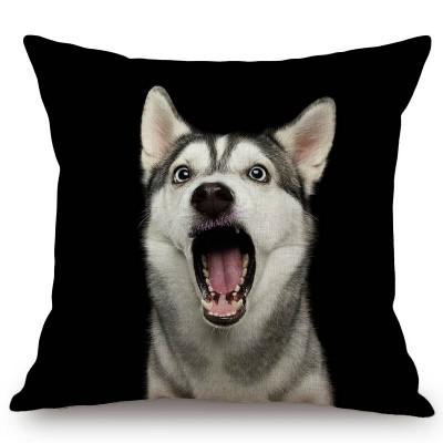 Black Background Dog Puppy Portrait Vizsla Husky Shepherd Shibu Cute Sofa Pillow Case Home Decorative Cotton Linen Cushion Cover