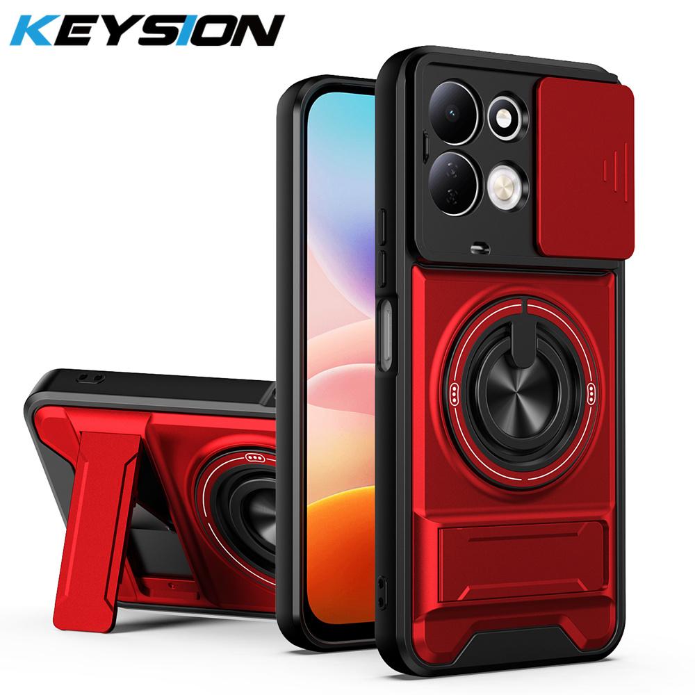 KEYSION Магнитный чехол для телефона Xiaomi Redmi 17 4G 5G Защита камеры со сдвижной крышкой Вертикальная подставка Кольцо 360° Ударопрочная задняя крышка
