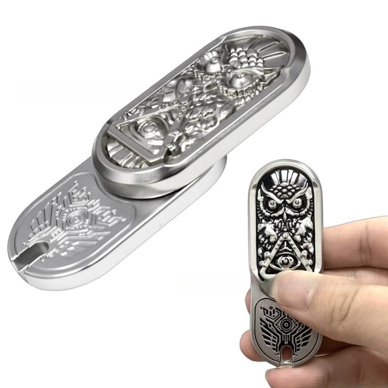 Owl Edc Mechanical Slider Fidget Magnetic Push Card Metal Pushing Plate Haptic Coin Sensory Stress Reducing Toys Anti Anxiety