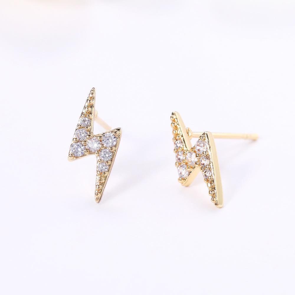 European and American simple mini earrings, mini lightning zircon stud earrings for women, simple temperament student earrings