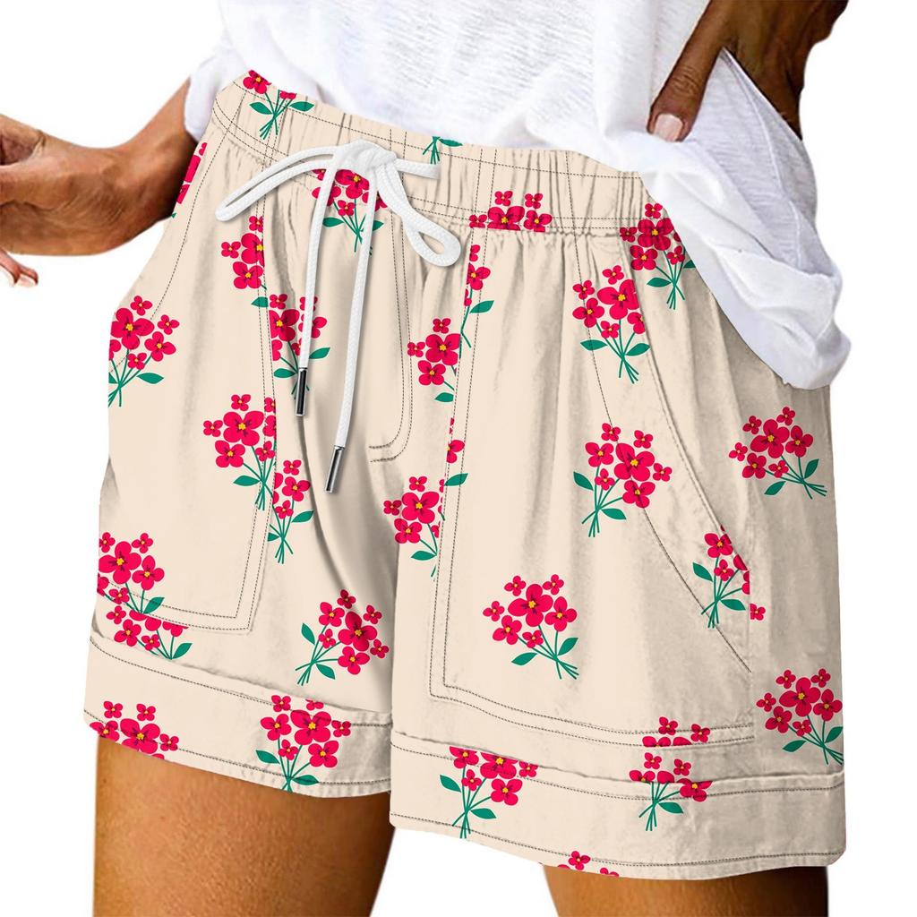 Женские повседневные летние эластичные пляжные шорты с принтом повседневные шорты