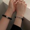 Fashion and Simple Ball Magnet Couple Bracelet Retro Style Obsidian Bead Bracelet Student for Women and Men Bracelet Gift