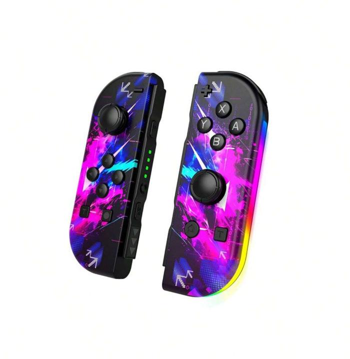 For Switch Joy-Con Controller with RGB Light, Wake-Up Vibration, Gyro Motion Control, Bluetooth Wireless Gamepad