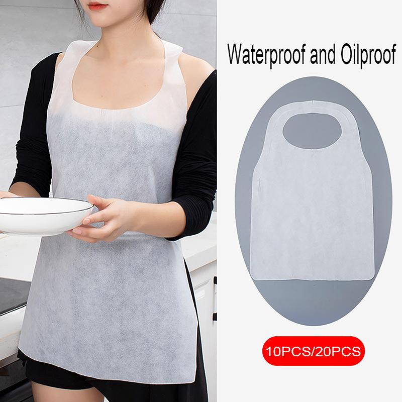 10 Pcs Disposable Apron For Hotpot Oil-Proof Anti-Fouling Aprons Adults Portable Cleaning Cooking Non-Woven Waterproof Delantal