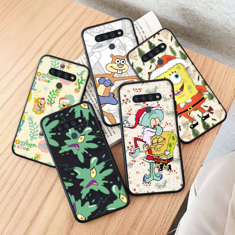 AS18 Spongebob Cartoon Black Case for Samsung Note 20 Lite S24 Ultra S23 S22 A05 A06 A11 A71 A15 A16 A13 A24 A25 A33 A52 A53 M55 M35 Sofe Cover