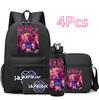 4Pcs/set Anime Demon Hunters Printed Backpack Bookbag Shoulder Bag Case Bag with 750Ml Water Bottler for Boy Girl Large Capacity Schoolbag