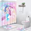 4 шт. Наборы штор для душа, Милые Единорог Русалка Куб Дети Радуга Водонепроницаемые Наборы для ванной комнаты с Нескользящими ковриками, Крышкой для унитаза и Ковриком для ванны,