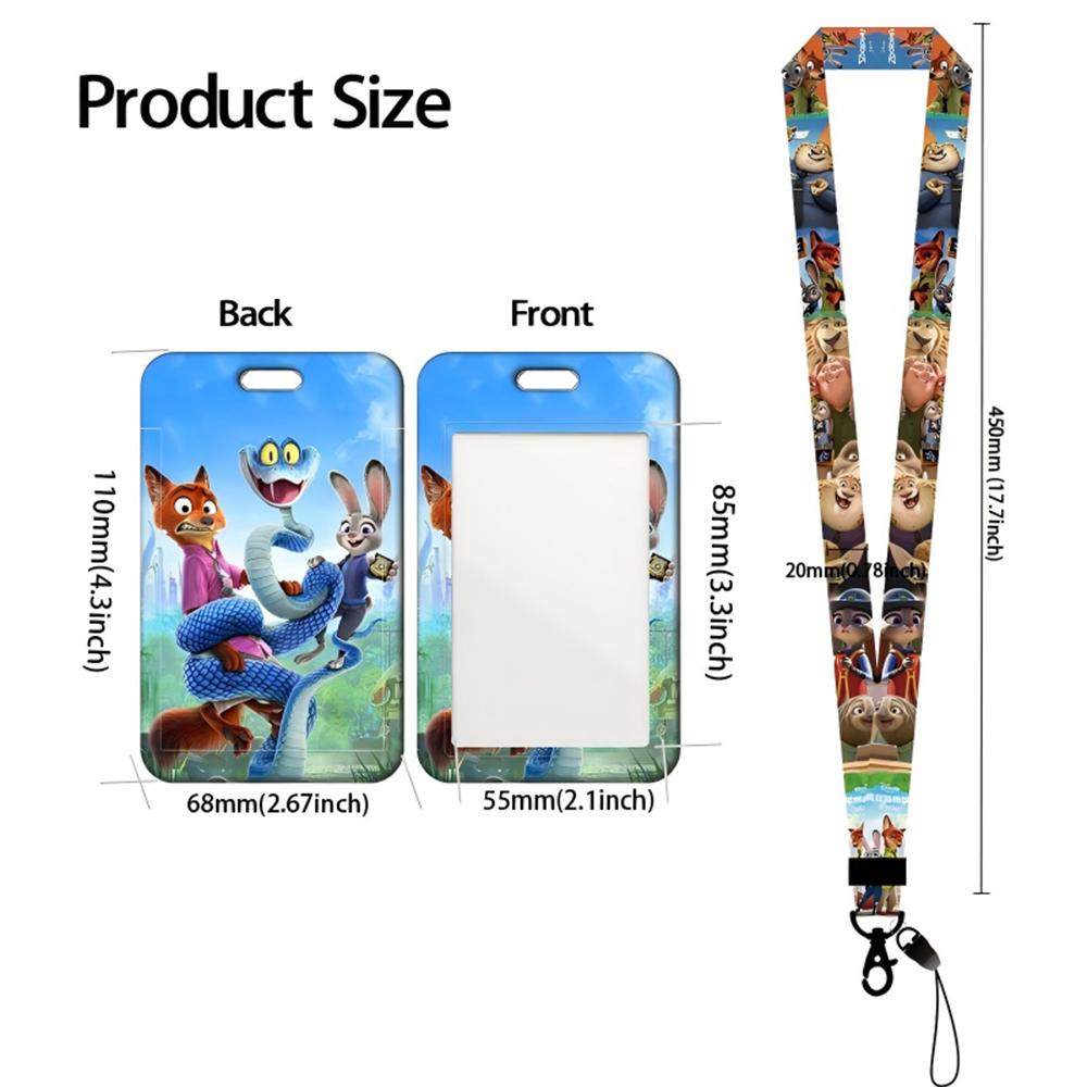 Zootopia Anime Card Holder, Bus & Metro Pass Case With Polyester Lanyard For Students