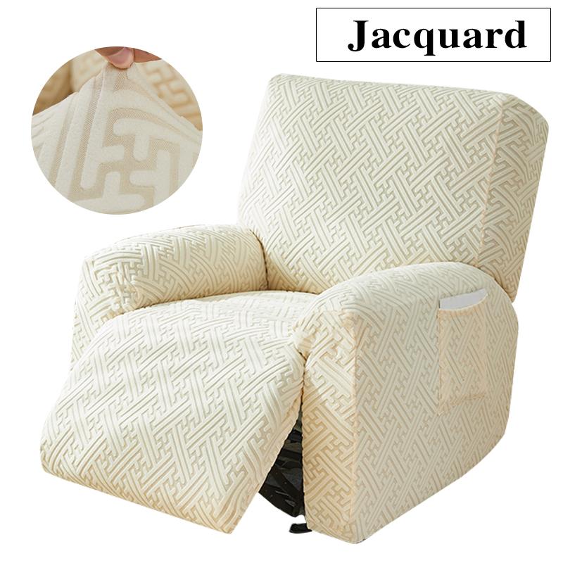 Thicken Recliner Sofa Cover Stretch Jacquard Single Armchair Sofa Relax Functional Sofa Slipcover Non-Slip 4 Pieces/set