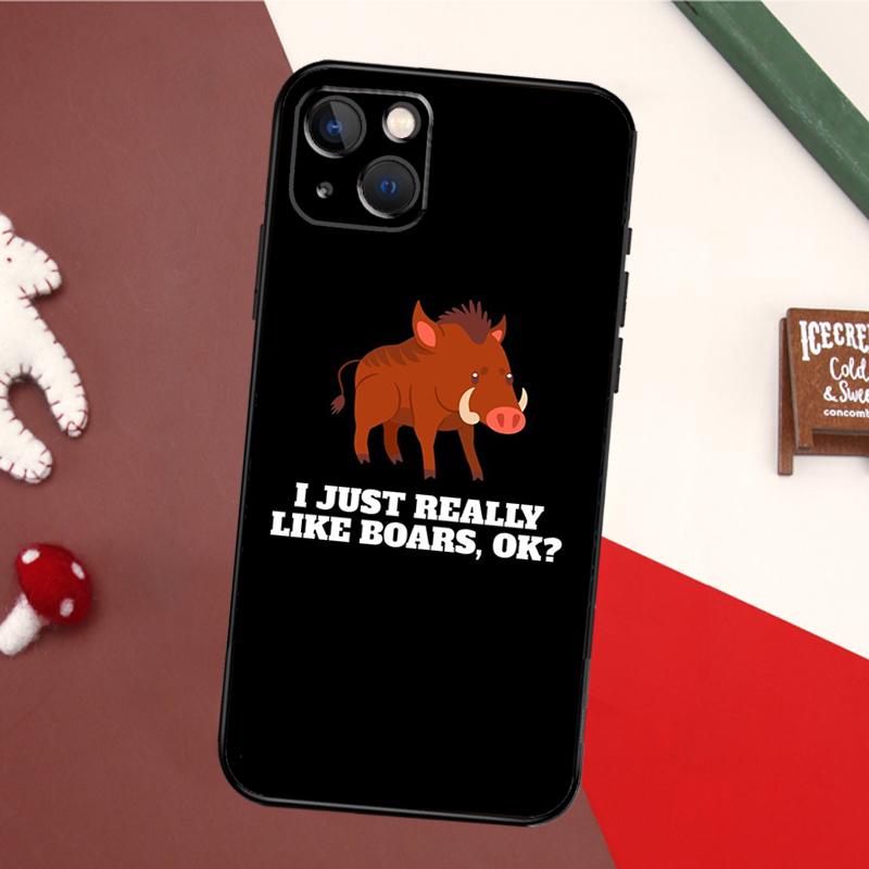 Cute wild boar funny Cartoon Case For iPhone 14 Pro Max 16 15 11 12 13 17 Pro Max mini 15 16 Plus 16e 17 Air Back Cover