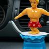 Solar Car Ornament Surfer Boy Nodding Toy, Cartoon Bobblehead for Red And Blue Figurine Dashboard, Auto Swing Shaking Figure Office Desk Motion