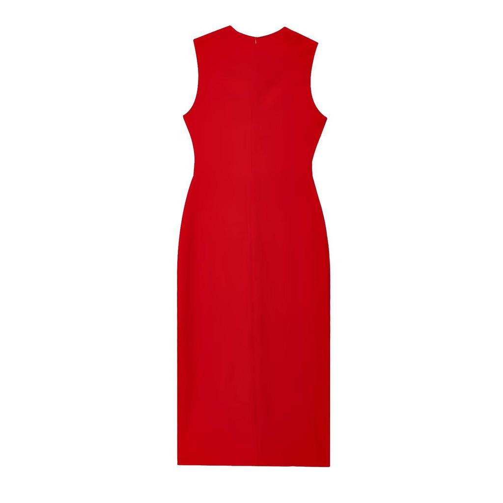 Женское sleeveless midi платье в европейском и американском стиле с поясом - Сексуальный круглый вырез для весны