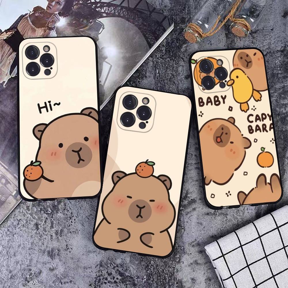 Мультяшный чехол для телефона с капибарой для iPhone 17 16 15 14 11 12 13 Mini Pro XS Max Plus Funda Shell