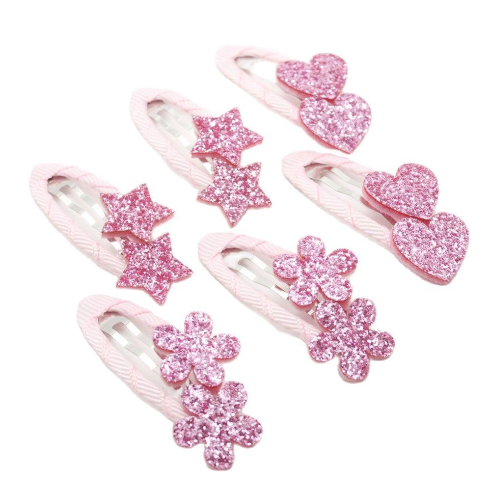 Girls Hairpins Star Heart 5CM Hair Clips Children Hair Accessories Princess Cute Glittering BB Girls Hairclips