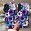 Черный закаленный стеклянный чехол для телефона Для Samsung Galaxy s26 S25 S24 S21 FE Ultra S23 Plus 5G Чехол для телефона Цветочный узор