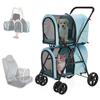 LPOTIUS Pet Cart for Multiple Separate Top and Bottom Pet Dog Compact Pet Carrier 4 Front Wheel Rear Wheel For Small and Medium For Both Dogs and Load