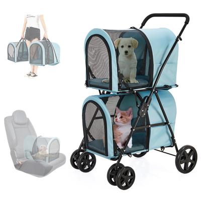 Тележка для перевозки домашних животных LPOTIUS для нескольких отдельных верхних и нижних частей, компактная переноска для домашних животных с 4 передними колесами и задними колесами для маленьких и средних собак и грузов