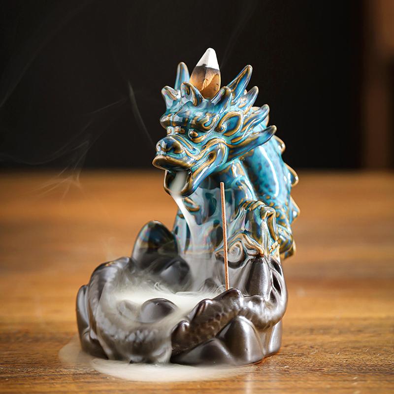 1шт обратный поток сандалового дерева благовония керамическая курильница палочка держатель для домашнего декора изысканный дракон в форме без благовоний курильница для благовоний