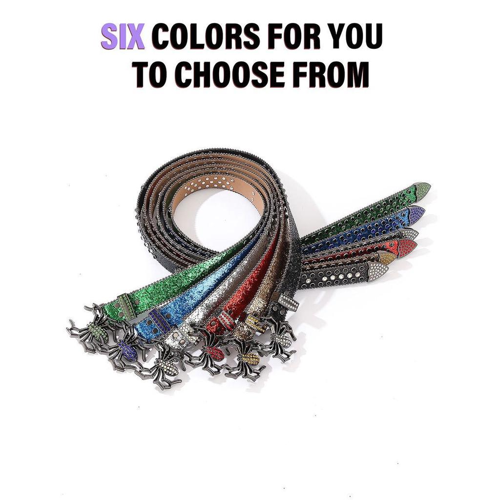 Rock rhinestone hip hop inlaid belt European and American rivets fashion trend decoration personality