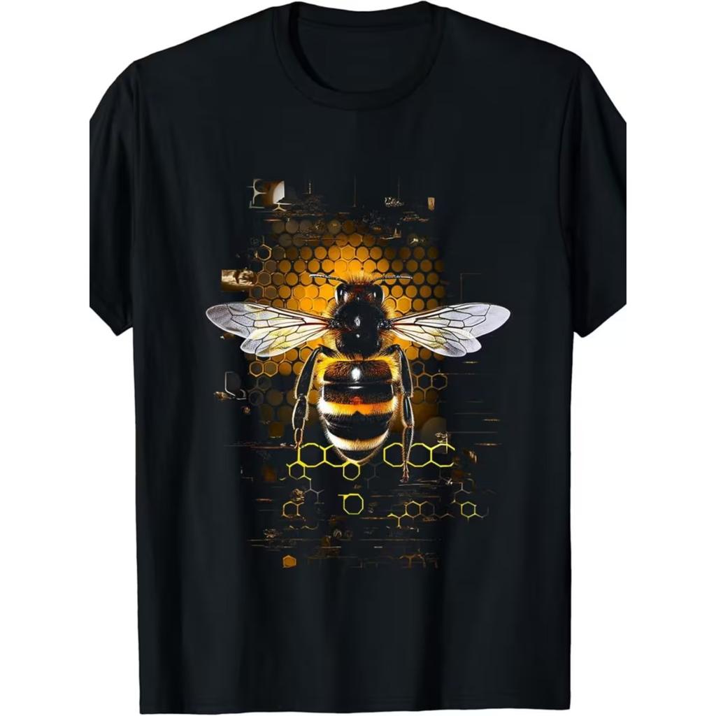 Bee Animal Motif Artwork Bee T-Shirt Women Summer Short-sleeved Printed T-shirt