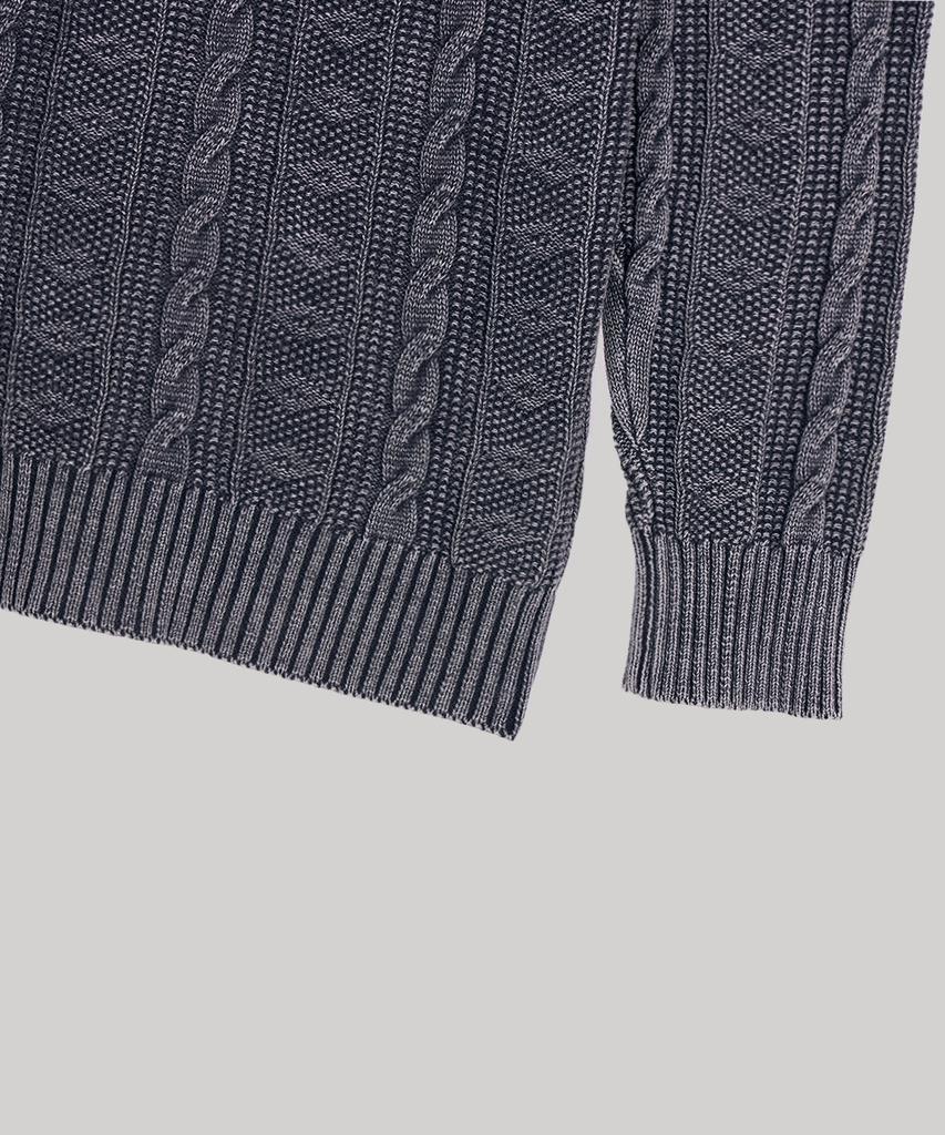 AT THE MOMENT Garment-Dyed Cotton Cable Knit_Charcoal