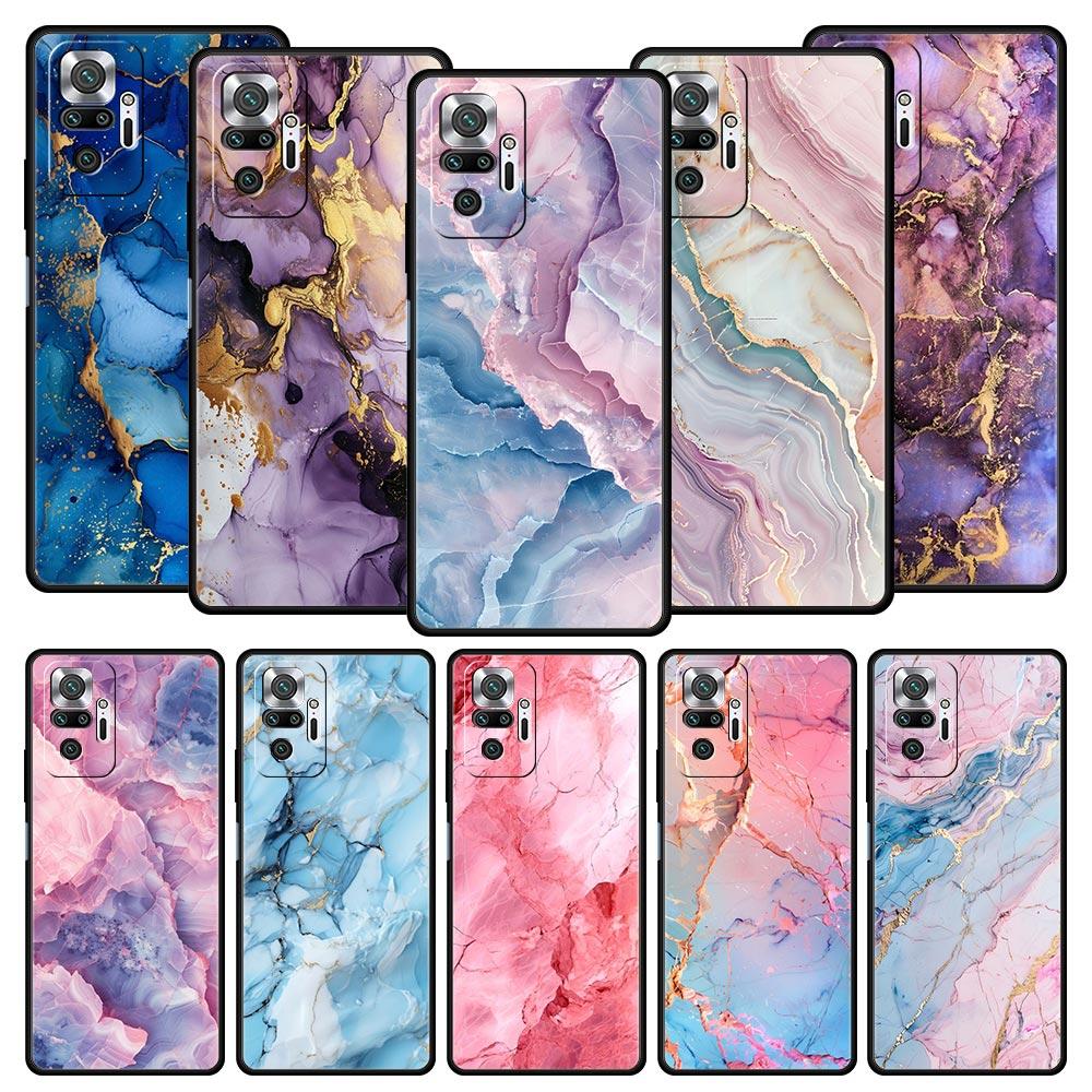 Мраморный чехол для телефона Xiaomi Redmi Note 14 13 5G 10 11 12 Pro Plus 4G 14C 13C 12C 10C Черный чехол