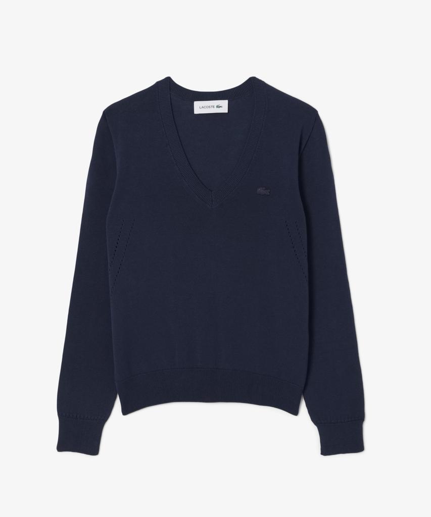 LACOSTE Women'S Light Cotton V-Neck Sweater Af3964-56G 166