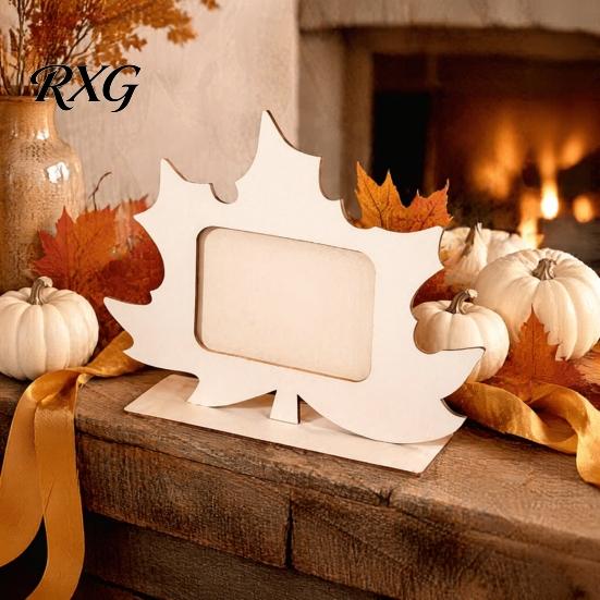 Commemorative Photo Display Wooden Pumpkin Frame, Halloween Thanksgiving DIY Paintable Craft for Kids, Blank Creative Art Supply Wood Picture Holder,