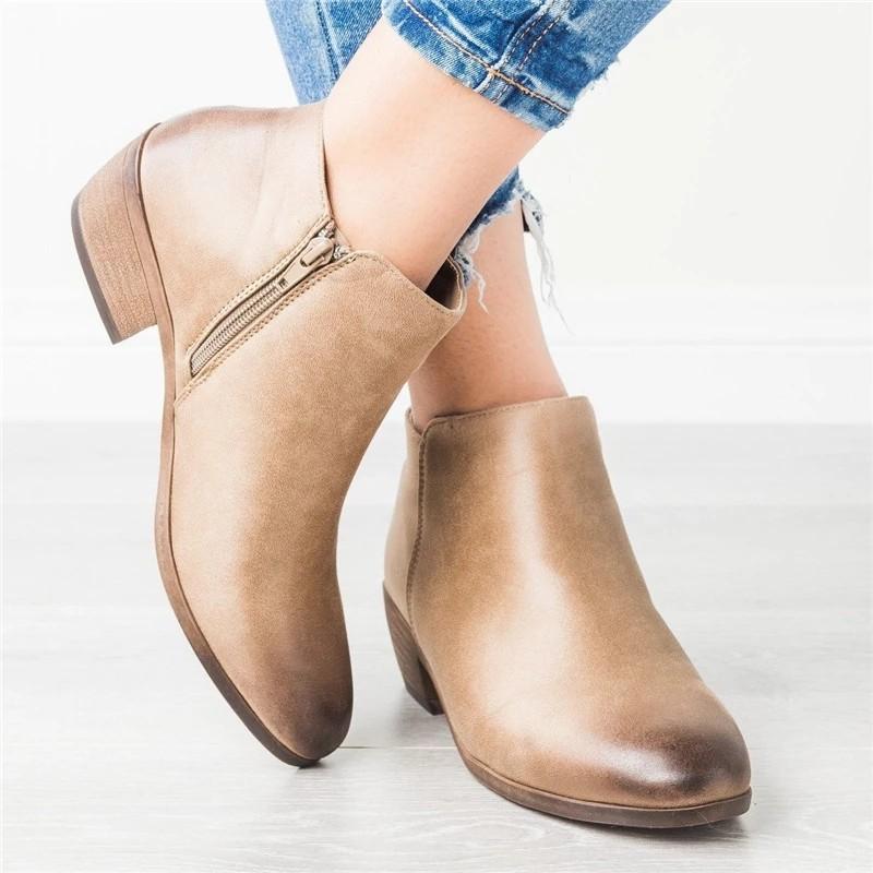 Fashion Pointed Toe Casual Ladies Fashion New Autumn Ankle Women Boots Heel Slip On Women Female Heels Single Shoes 2024