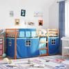 VidaXL Bunk Bed with Blue Curtains 90x190 Cm Solid Pine Wood, Bed, Bed Frame, Low Bunk Bed, Bedroom Furniture At 3283950