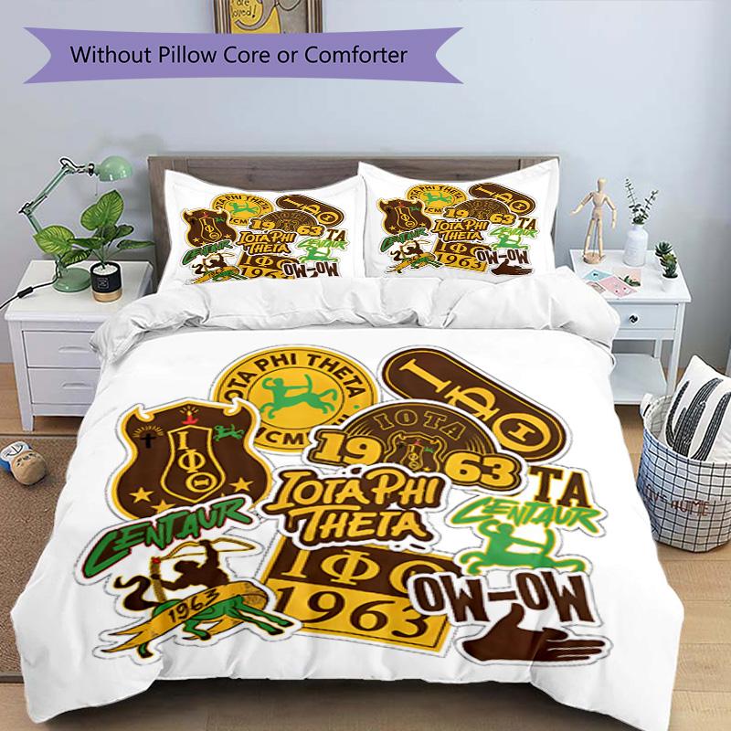 3pcs Duvet Cover Set (1*Duvet Cover + 2*Pillowcase, Without Core), Iota Phi Theta Print Bedding Set, Bedroom Decor, All‑Season, Birthday Gift