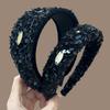 Женская черная высококачественная повязка для волос с пайетками и бантом для осени/зимы