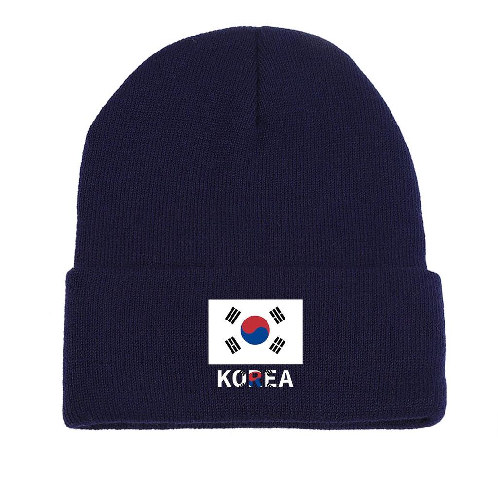 Флаг Южной Кореи Принт Вязаная Шапка Шапка, Шапки Skullies Зима Осень Досуг Головной Убор Вязаная Шапка Шапка