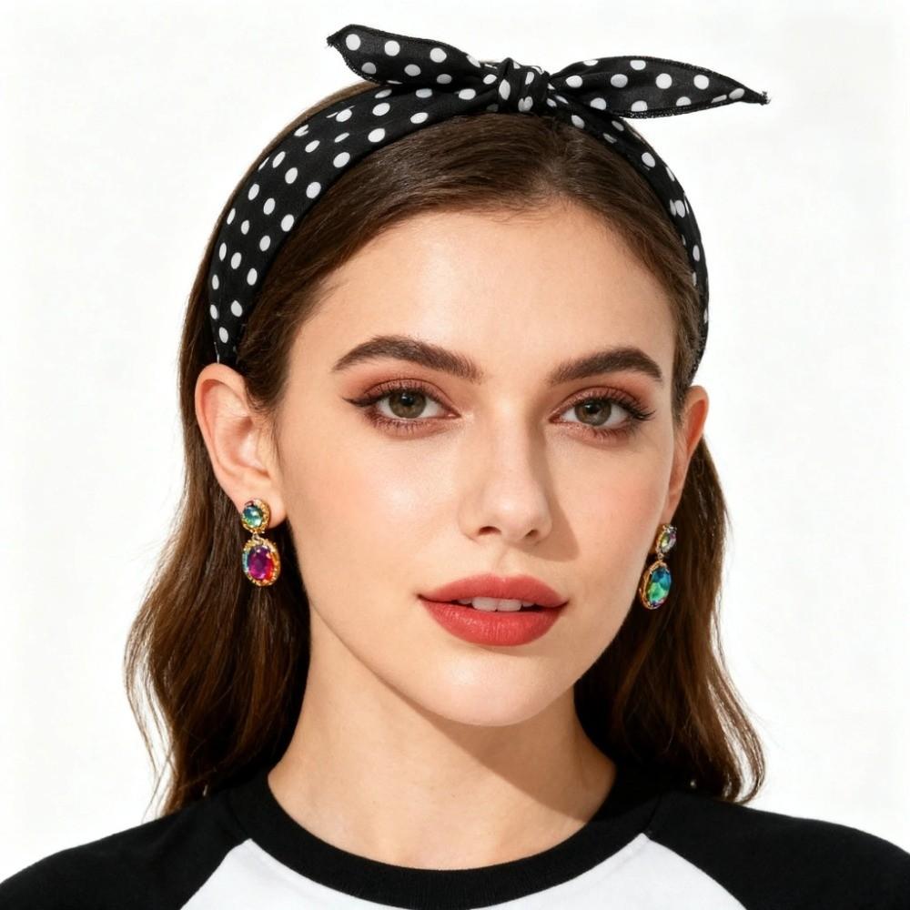Polyester Polka Dots Triangle Scarf Thin Head Wraps Stacked Wear Foulard Hair Band Travel Matching