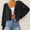 New Autumn and Winter Solid-color Button Cardigan, Deep V Short Loose Jacket, Casual Top