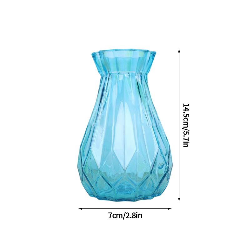 Gradient Glass Vase with Geometric Faceted Design Flower Vase for Wedding Centerpiece Arrangements Home Office Decor Floreros