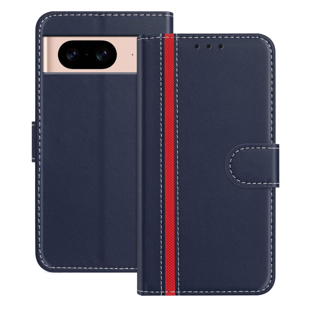For Google Pixel 8a Phone Cases Wallet Stand Color Splicing Leather Cover with Magnetic Clasp