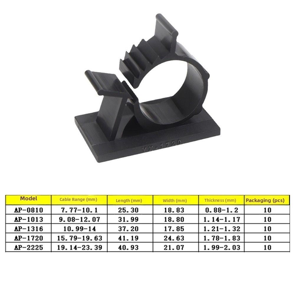 10Pcs Self-Adhesive Cable Organizer Clips Adjustable Cable Tie Mounts Desk Cable Management