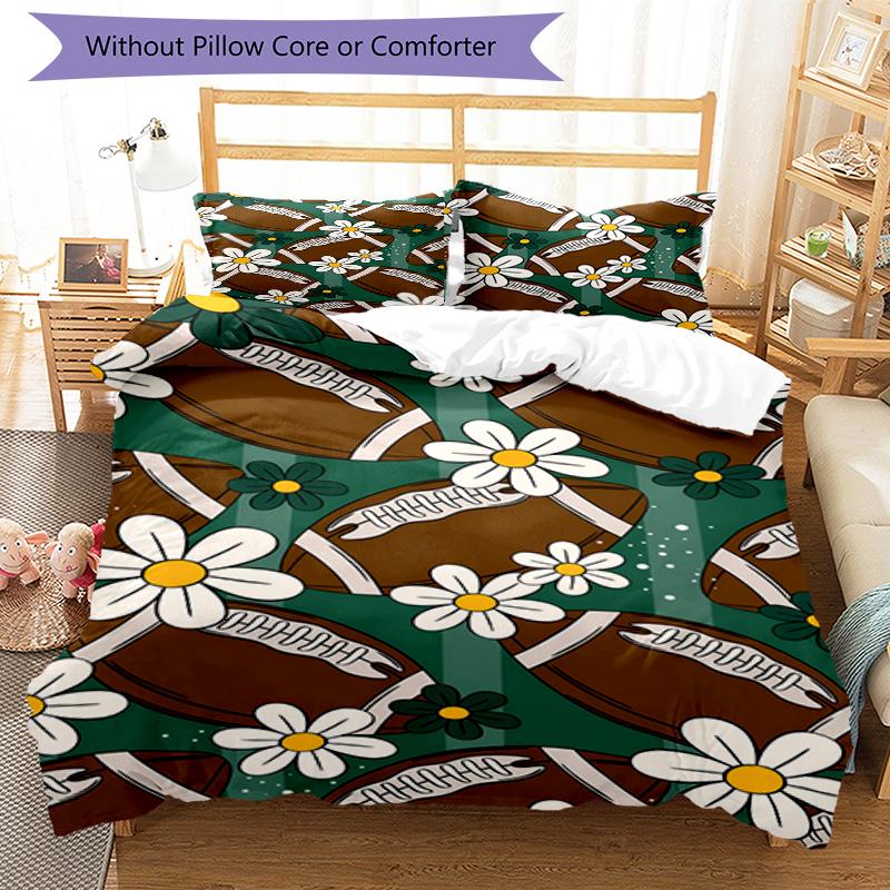 3pcs American football Bedding Set Duvet Cover Closure Includes 1 Duvet Cover & 2 Pillowcases, Soft and Comfortable for All Seasons.