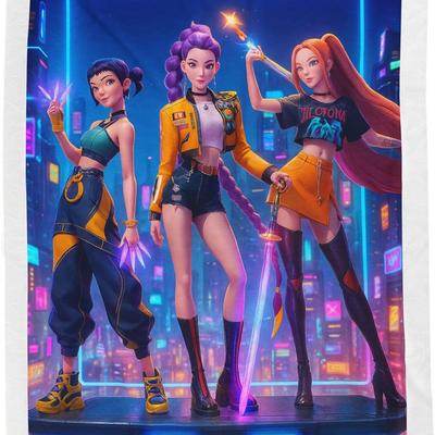 Мягкое бархатное одеяло Demon Pop Hunters — подарок для поклонницы K-Pop аниме, для девочки или дочери, уютное, в корейском стиле фэнтези и анимации, для кровати.