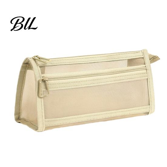 Heavy Duty Mesh Pencil Bag Case with Zipper, Double Layer Large Capacity Stationery Visual for School Organizer, Transparent Durable Lightweight