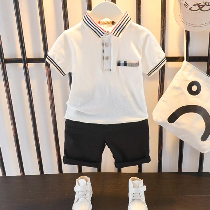 Летние костюмы для мальчиков, детская одежда, детская одежда, мужской летний костюм из двух предметов с лацканами и короткими рукавами для мальчиков
