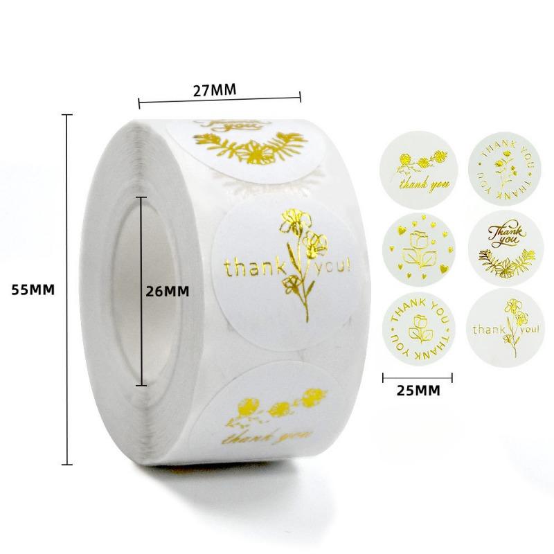 500 Наклеек/рулон Наклеек «Спасибо» из золотой фольги Коробки для подарочных карт Украшение для упаковки на вечеринку Упаковка для выпечки