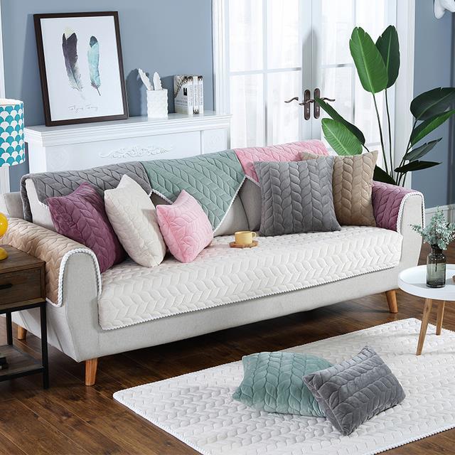 Minimalist Modern Living Room Sofa Mat Plush Dustproof Sofa Cover Household Winter Plush Comfortable and Anti Slip Seat Cushion