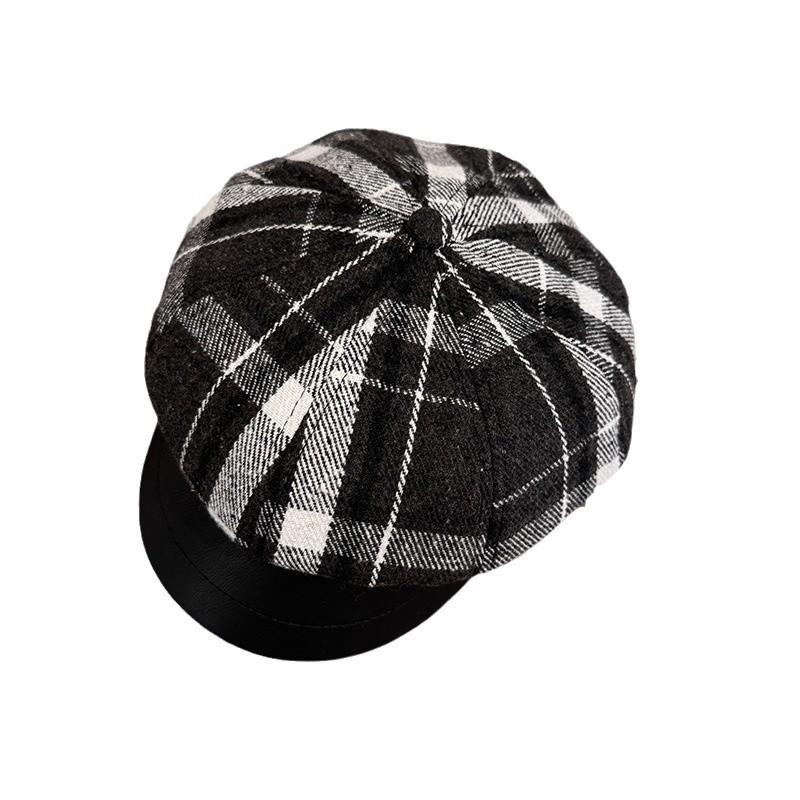 Wool Retro Grid Blended Cap Women Sunshade Cozy Wear Girl Travel Supplies Hat