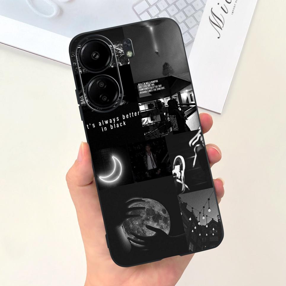 Чехол для Xiaomi Poco C65 Чехол PocoC65 Мультяшный Черное Ночное Небо Модный Дизайн Узор Чехол Для Xiomi Poco c 65 Мягкая Резина ТПУ