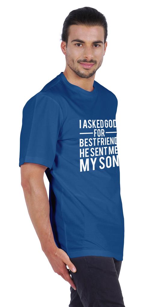 Inkmeso Men  S Graphic Printed   I Asked God For Best Friend He Sent Me My Son   Tshirt Crew Neck Tee For Father Son