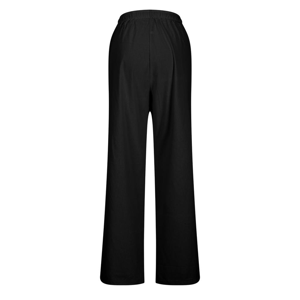 Женские летние однотонные свободные брюки из хлопка и льна